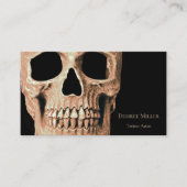 Skull Head Gothic Tan Brown Black Tattoo Shop Visitekaartje (Voorkant)