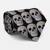 Skull Head Grey Black Gothic Cool Pattern Stropdas (Opgerold)