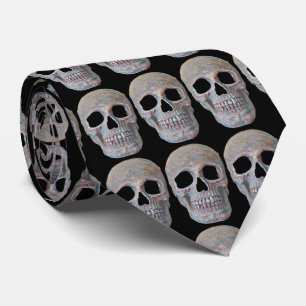 Skull Head Grey Black Gothic Cool Pattern Stropdas