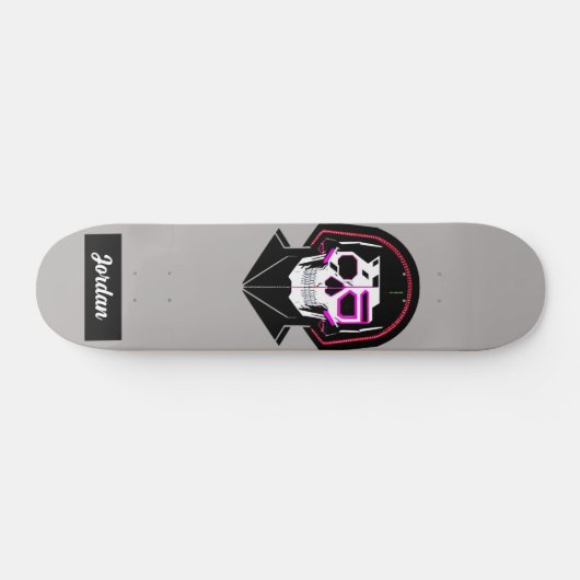Skull head met aangepaste helmnaam persoonlijk skateboard (Horizontaal)