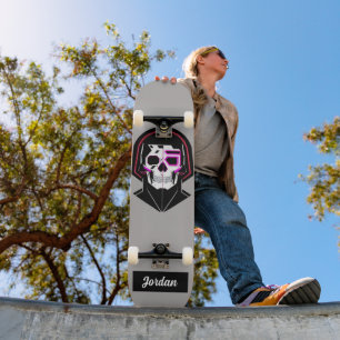 Skull head met aangepaste helmnaam persoonlijk skateboard