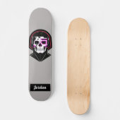 Skull head met aangepaste helmnaam persoonlijk skateboard (Voorkant)