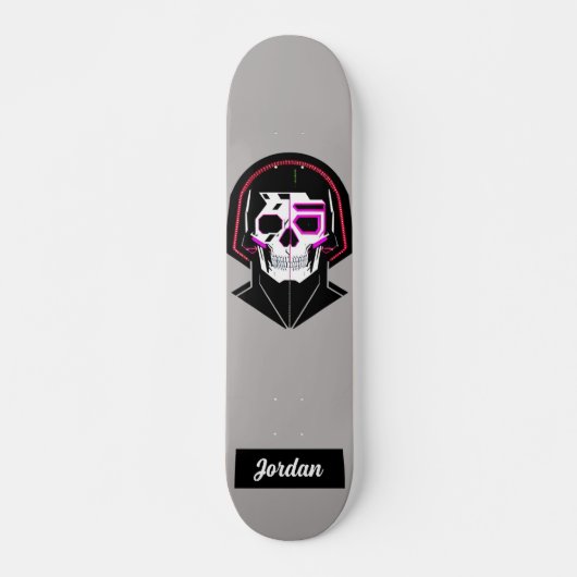 Skull head met aangepaste helmnaam persoonlijk skateboard (Voorkant)