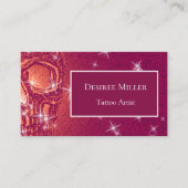 Skull Head Paars Elegant Gothic Girly Glitter Visitekaartje (Voorkant)