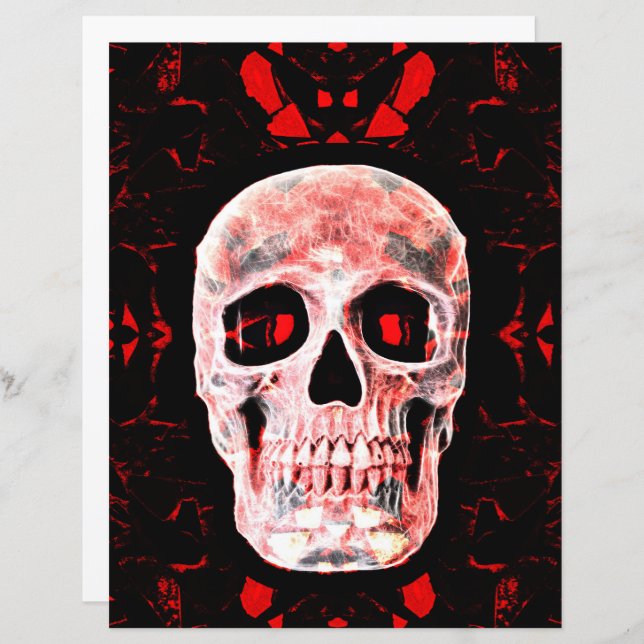 Skull Head Pop Art Gothic Black Red Modern (Voorkant / Achterkant)