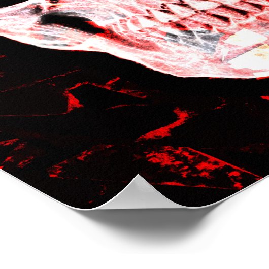 Skull Head Pop Art Gothic Black Red Modern Poster (Hoek)