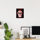Skull Head Pop Art Gothic Black Red Modern Poster (Thuiskantoor)