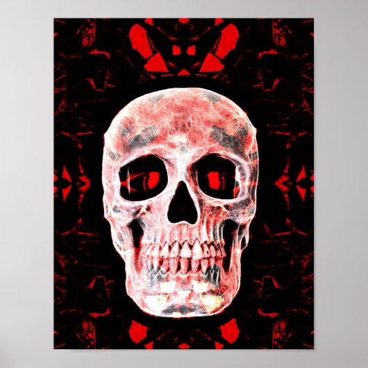 Skull Head Pop Art Gothic Black Red Modern Poster (Voorkant)