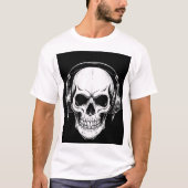 Skull Headphone Gothic Graphic T-Shirt (Voorkant)