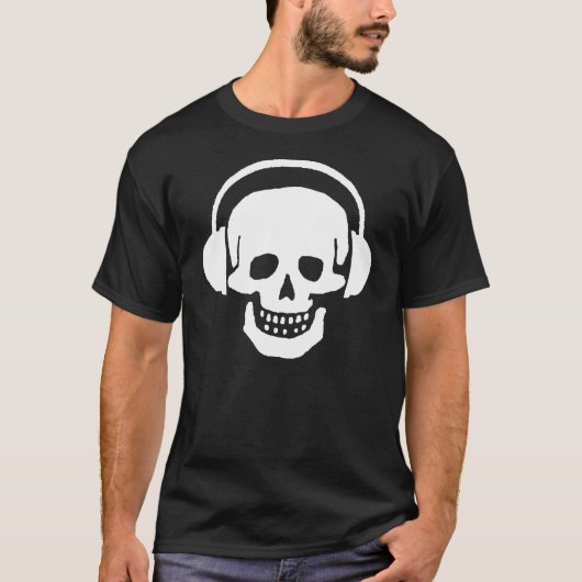 Skull Headphones Dark T-Shirt (Voorkant)