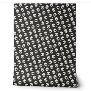 Skull Heart Eyes on Dark Grey Behang