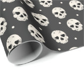 Skull Heart Eyes on Dark Grey Cadeaupapier (Rol Hoek)