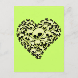 Skull Heart - Groen Briefkaart