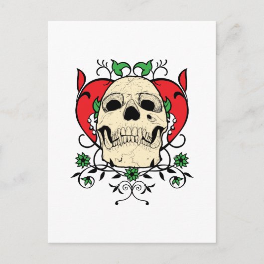 Skull Heart Grunge Briefkaart (Voorkant)