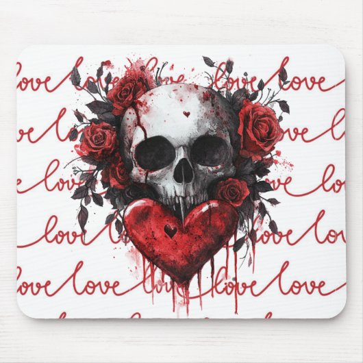 Skull & Heart “Love” Muismat (Voorkant)