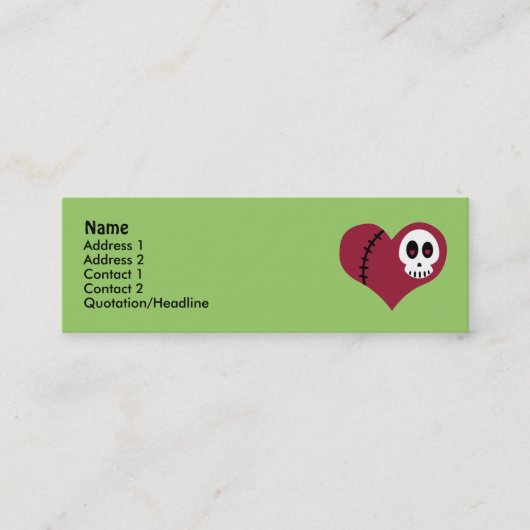 Skull Heart Profile kaarten Mini Visitekaartje (Voorkant)