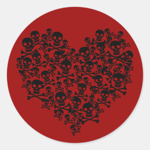 Skull Heart Ronde Sticker