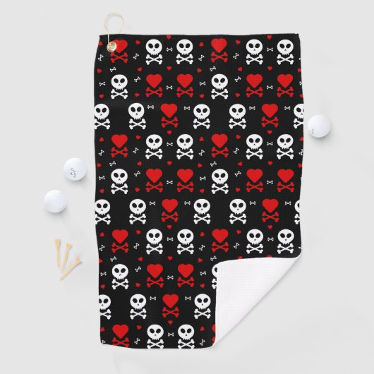 Skull Hearts Golfhanddoek (Insitu)