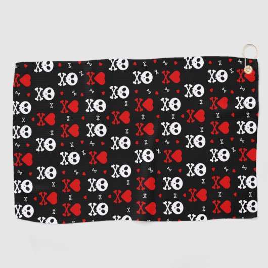Skull Hearts Golfhanddoek (Horizontaal)