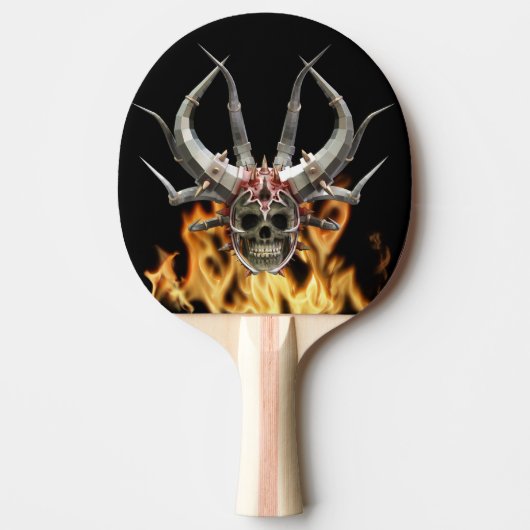 Skull Helmet Fantasy Demon Flames Tafeltennisbatje (Voorkant)