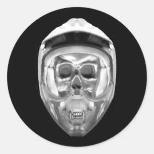 Skull Helmet op Black Ronde Sticker