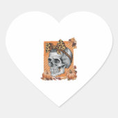 Skull Herfst Bow Halloween Hart Sticker (Voorkant)