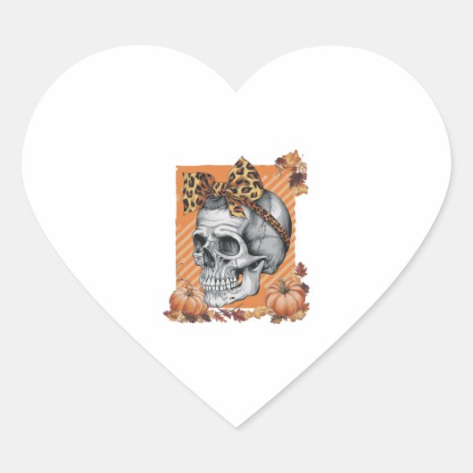 Skull Herfst Bow Halloween Hart Sticker (Voorkant)
