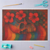 Skull & Hibiscus tegen Pride Vlag Decoupage Tissuepapier (Craft)