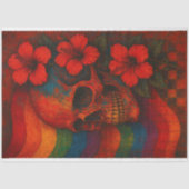 Skull & Hibiscus tegen Pride Vlag Decoupage Tissuepapier (Voorkant)