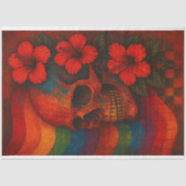 Skull & Hibiscus tegen Pride Vlag Decoupage Tissuepapier