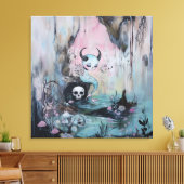 Skull Horned Zee Serpent Magical Witchy AI Art Canvas Afdruk (Insitu (Woonkamer))