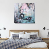 Skull Horned Zee Serpent Magical Witchy AI Art Canvas Afdruk (Insitu (Slaapkamer))