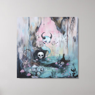 Skull Horned Zee Serpent Magical Witchy AI Art Canvas Afdruk