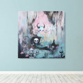 Skull Horned Zee Serpent Magical Witchy AI Art Canvas Afdruk (Insitu (Houten vloer))