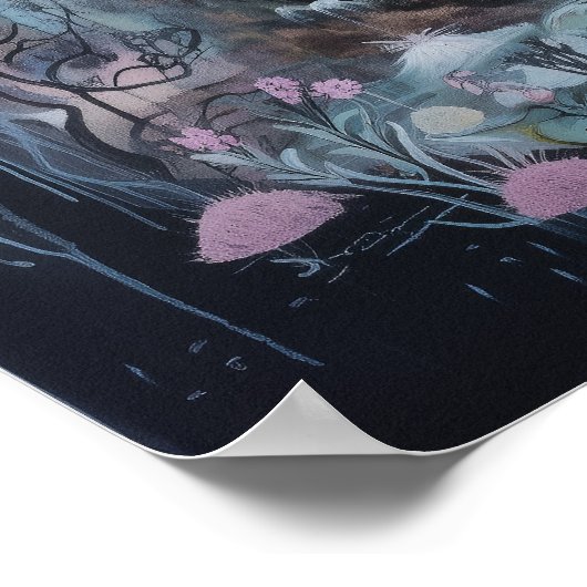 Skull Horned Zee Serpent Witchy AI Art Matte Value Poster (Hoek)