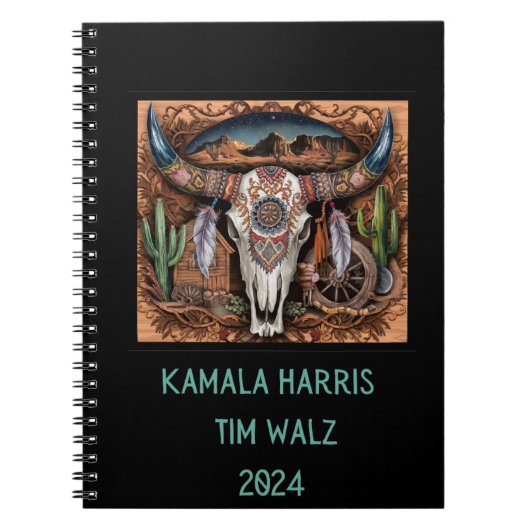 Skull Horns Desert. Harris-Walz. Black Notitieboek (Voorkant)