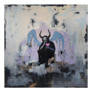Skull Horns Magical Witchy AI Art Semi-Gloss Perfect Poster