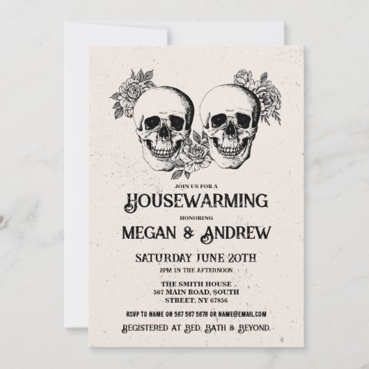 Skull Housewarming Party Halloween Nieuwe Home Uit Kaart (Voorkant)