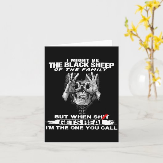 Skull I Might Be The Black Retro Sheep Of The Fami Kaart (Gele Bloem)