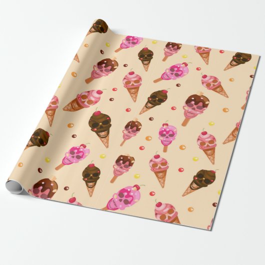 Skull Ice Cream Cadeaupapier (Uitgerold)