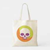 Skull Icon White Sinaasappel Green Canvas tas (Achterkant)