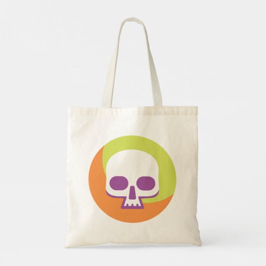Skull Icon White Sinaasappel Green Canvas tas (Achterkant)