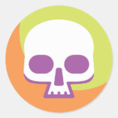 Skull Icon Wit Sinaasappel Classic Ronde Sticker (Voorkant)