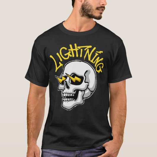 Skull Illustration with Lightning streetwear T-shirt (Voorkant)