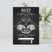 Skull in Love Gothic Skulls Wedding RSVP Kaart (Staand voorkant)