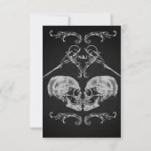 Skull in Love Gothic Skulls Wedding RSVP Kaart (Achterkant)