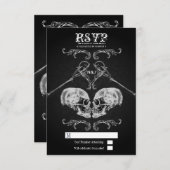 Skull in Love Gothic Skulls Wedding RSVP Kaart (Voorkant / Achterkant)