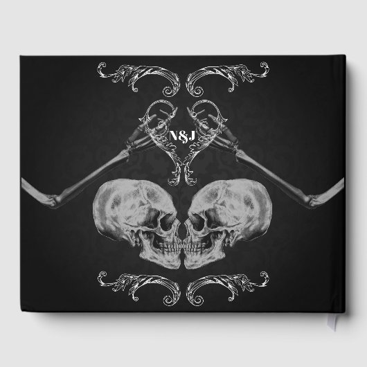 "Skull in Love"  Skeletons Black Wedding Gastenboek (Achterkant)