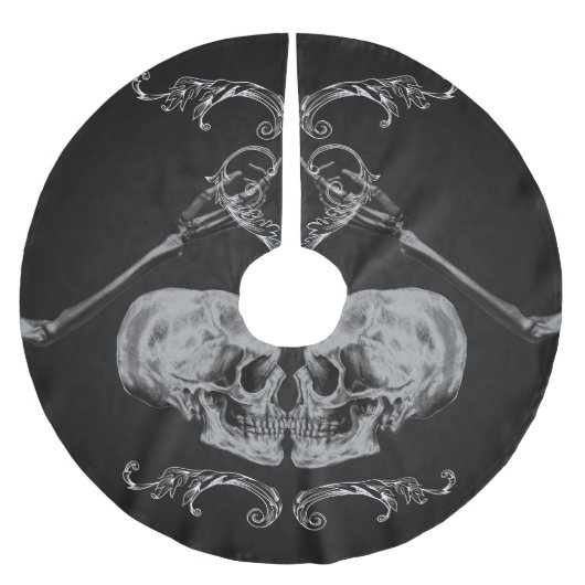 "Skull in Love"  Skeletons Black Wedding Kerstboom Rok (Voorkant)