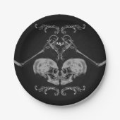 "Skull in Love"  Skeletons Black Wedding Papieren Bordje (Voorkant)